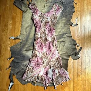 90s pink and cream floral maxi dress By Johnathan Martin Size m/l